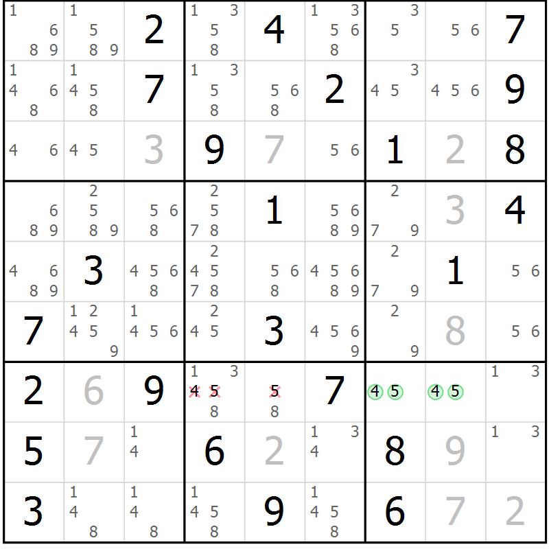 Position des candidats pour la solution de la Gr 83 page 86 du magazine de sudoku Virtuose n° 116