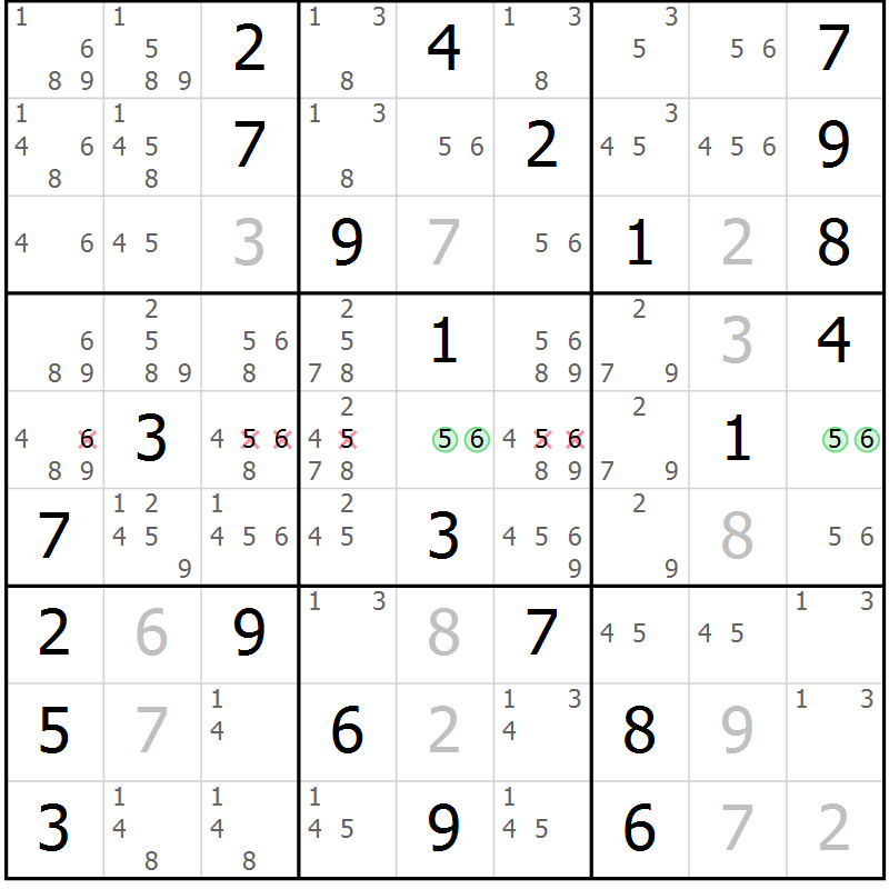 Position des candidats pour la solution de la Gr 83 page 86 du magazine de sudoku Virtuose n° 116