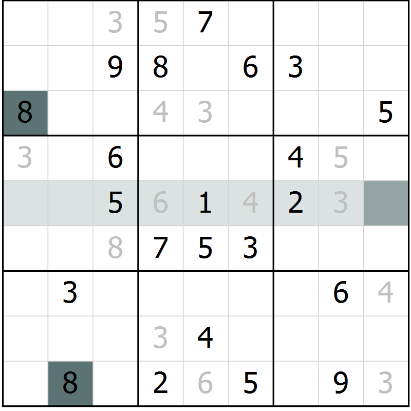 Position des candidats pour la solution de la Gr 9 page 12 du magazine de sudoku Virtuose n° 116