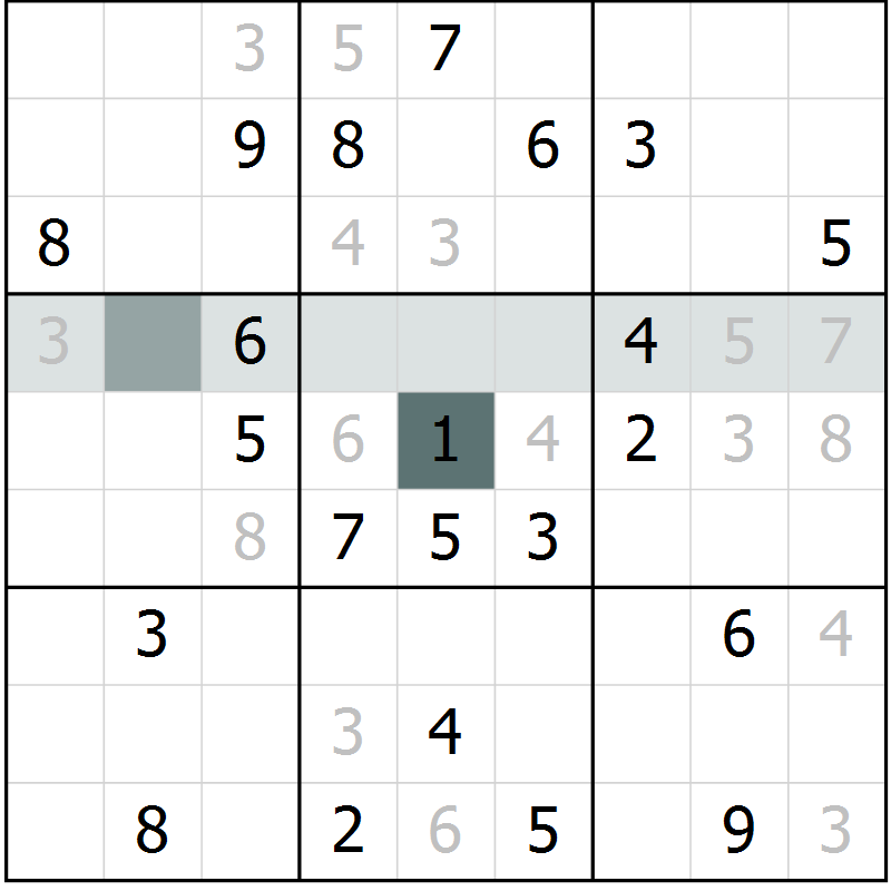 Position des candidats pour la solution de la Gr 9 page 12 du magazine de sudoku Virtuose n° 116