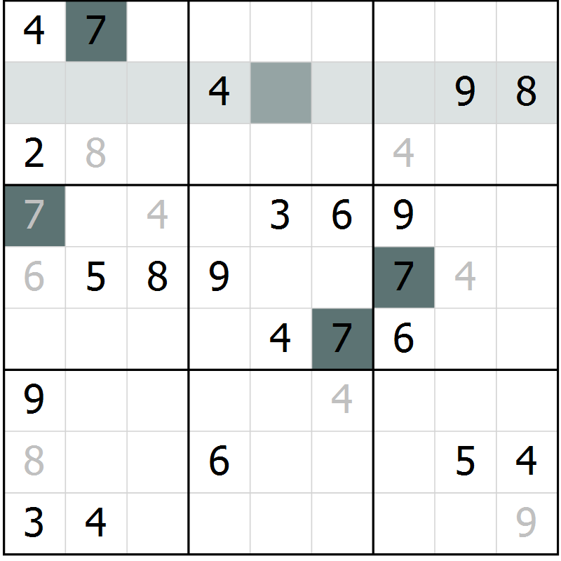Position des candidats pour la solution de la Gr 1 page 4 du magazine de sudoku Virtuose n° 117
