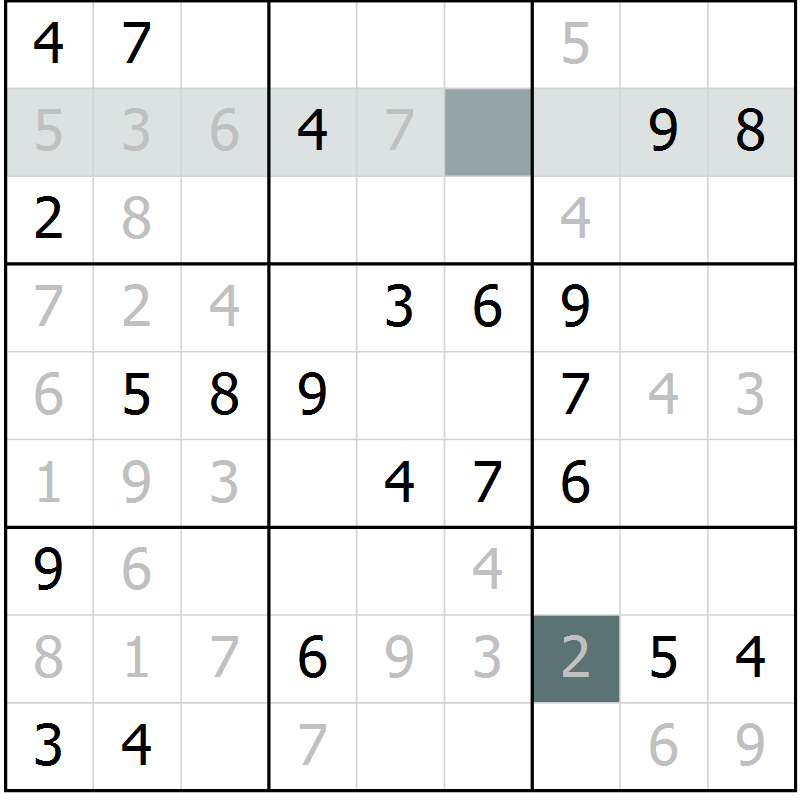 Position des candidats pour la solution de la Gr 1 page 4 du magazine de sudoku Virtuose n° 117