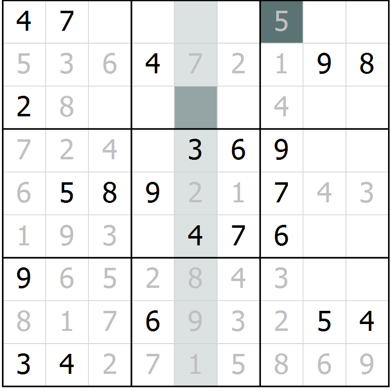 Position des candidats pour la solution de la Gr 1 page 4 du magazine de sudoku Virtuose n° 117