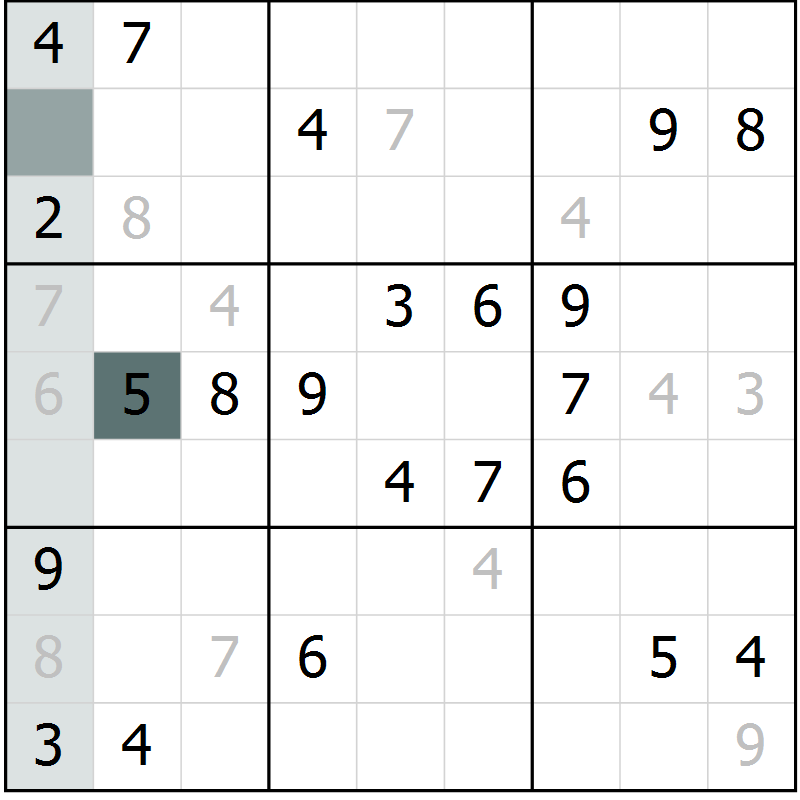 Position des candidats pour la solution de la Gr 1 page 4 du magazine de sudoku Virtuose n° 117