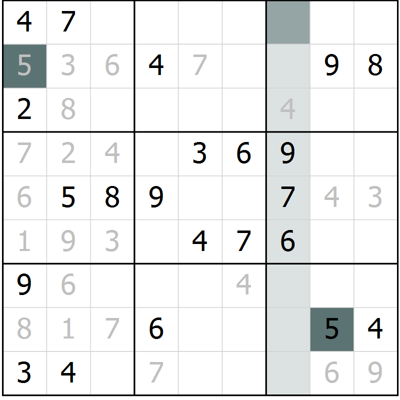 Position des candidats pour la solution de la Gr 1 page 4 du magazine de sudoku Virtuose n° 117