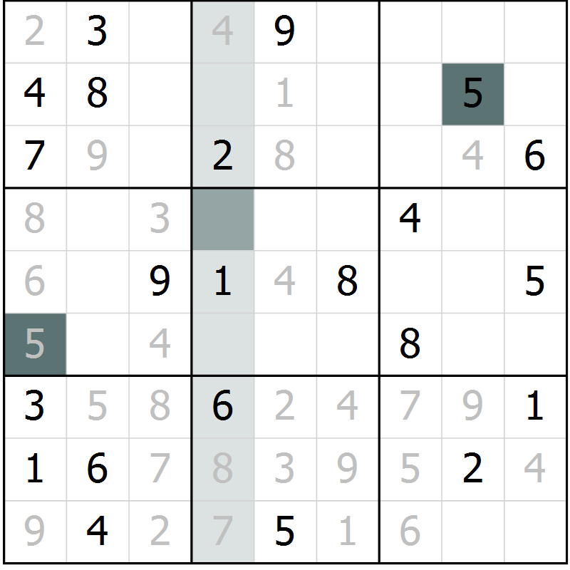 Position des candidats pour la solution de la Gr 10 page 13 du magazine de sudoku Virtuose n° 117