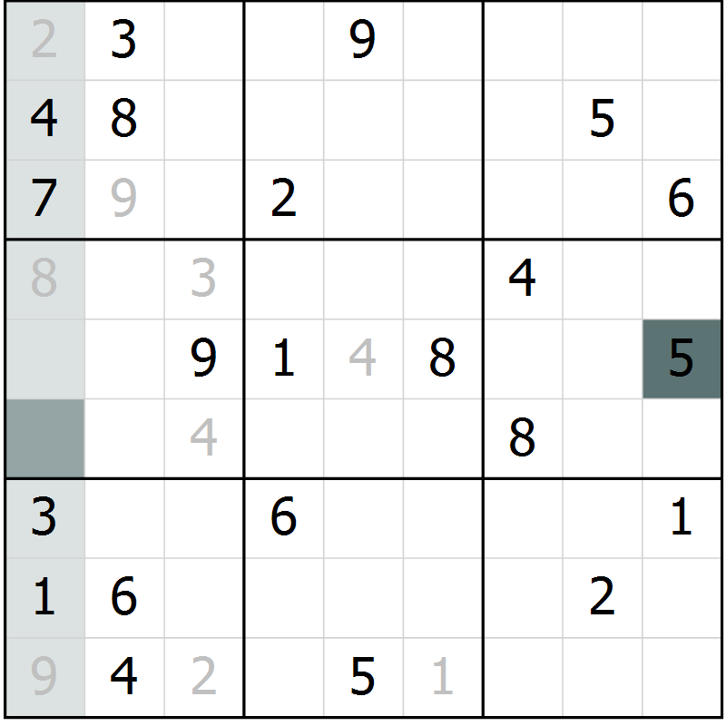 Position des candidats pour la solution de la Gr 10 page 13 du magazine de sudoku Virtuose n° 117