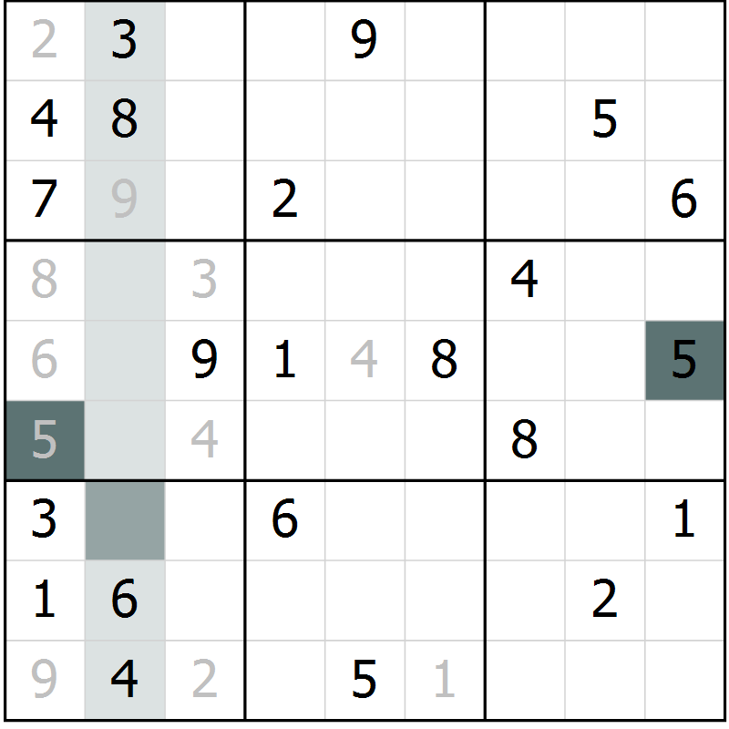 Position des candidats pour la solution de la Gr 10 page 13 du magazine de sudoku Virtuose n° 117