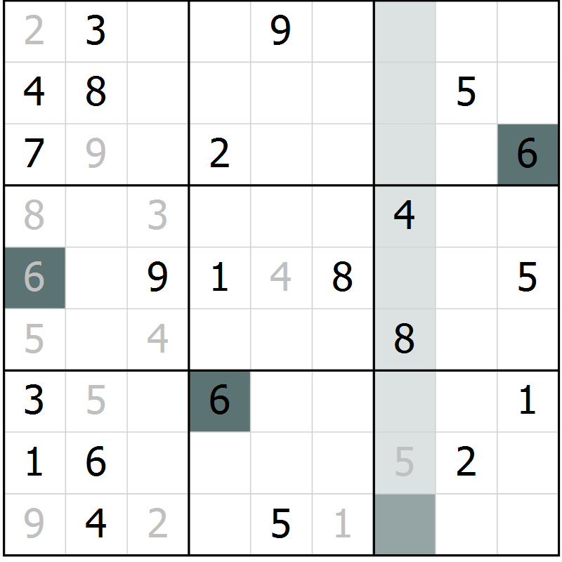 Position des candidats pour la solution de la Gr 10 page 13 du magazine de sudoku Virtuose n° 117