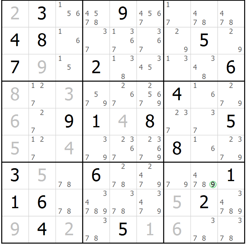 Position des candidats pour la solution de la Gr 10 page 13 du magazine de sudoku Virtuose n° 117