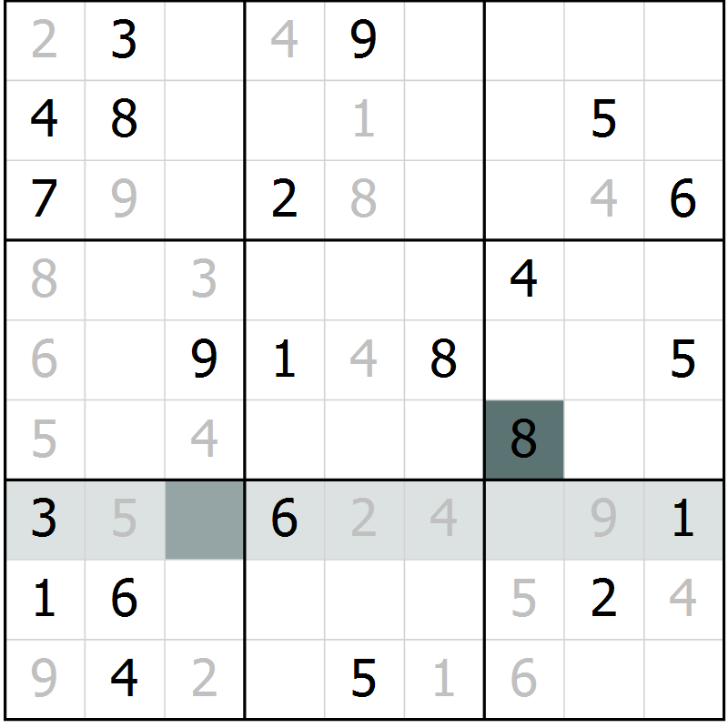 Position des candidats pour la solution de la Gr 10 page 13 du magazine de sudoku Virtuose n° 117