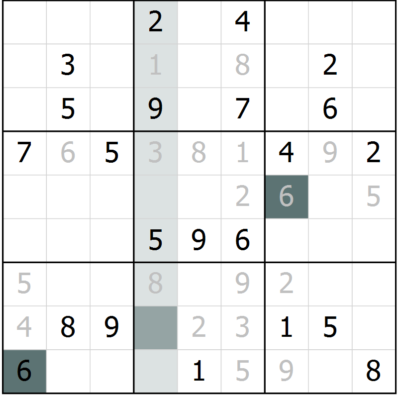 Position des candidats pour la solution de la Gr 11 page 14 du magazine de sudoku Virtuose n° 117