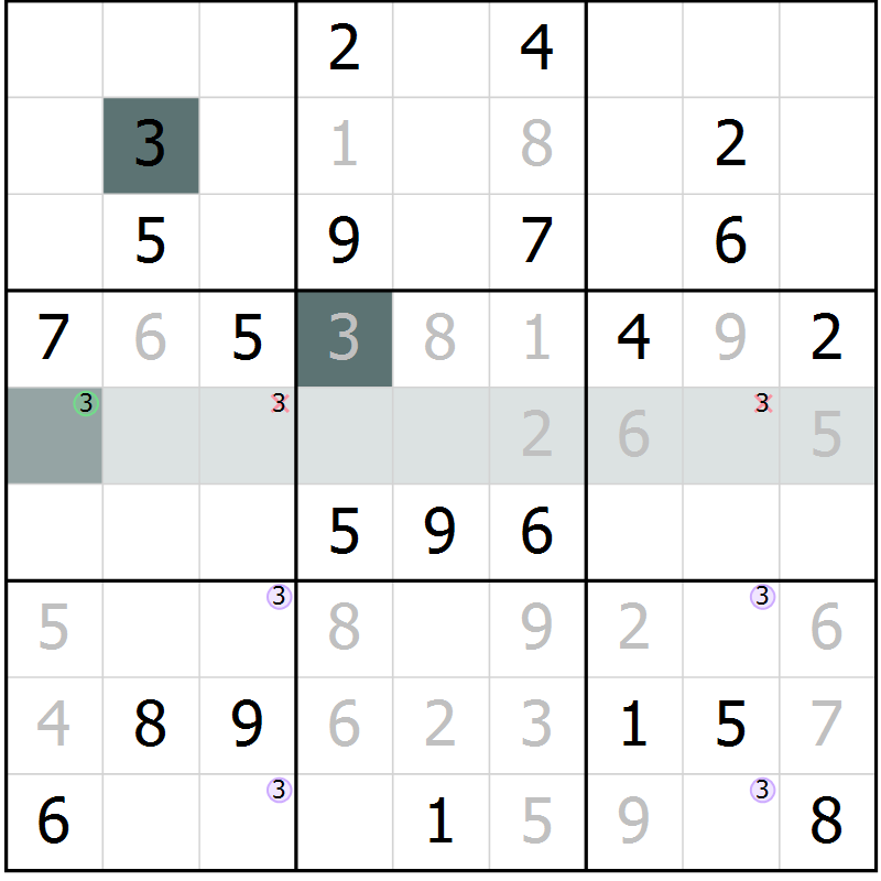 Position des candidats pour la solution de la Gr 11 page 14 du magazine de sudoku Virtuose n° 117