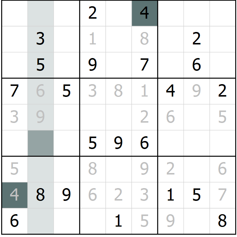 Position des candidats pour la solution de la Gr 11 page 14 du magazine de sudoku Virtuose n° 117