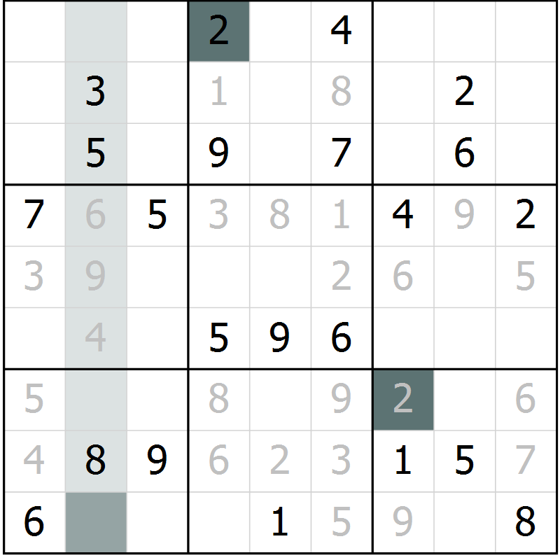 Position des candidats pour la solution de la Gr 11 page 14 du magazine de sudoku Virtuose n° 117