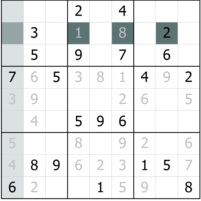 Position des candidats pour la solution de la Gr 11 page 14 du magazine de sudoku Virtuose n° 117