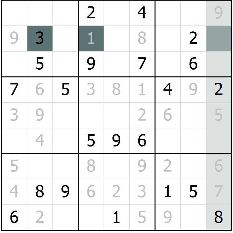 Position des candidats pour la solution de la Gr 11 page 14 du magazine de sudoku Virtuose n° 117