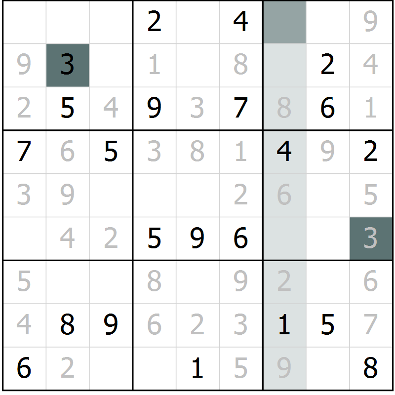 Position des candidats pour la solution de la Gr 11 page 14 du magazine de sudoku Virtuose n° 117