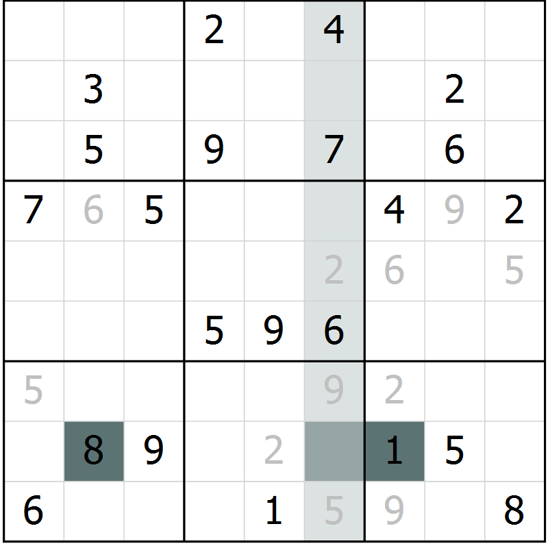 Position des candidats pour la solution de la Gr 11 page 14 du magazine de sudoku Virtuose n° 117