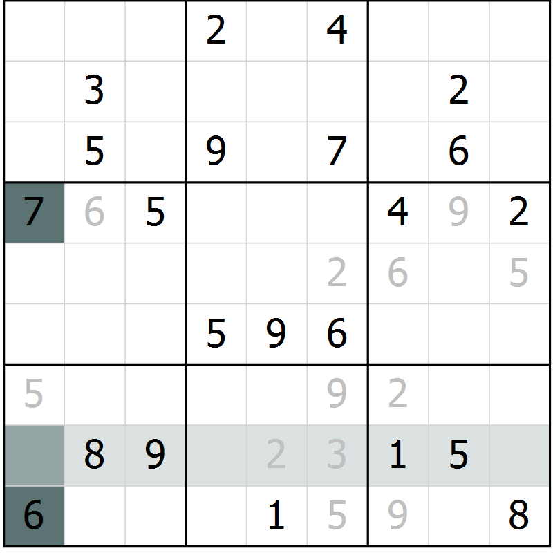 Position des candidats pour la solution de la Gr 11 page 14 du magazine de sudoku Virtuose n° 117