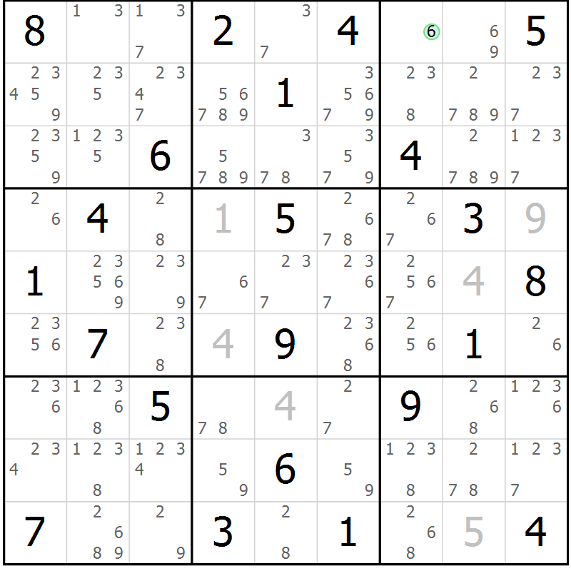 Position des candidats pour la solution de la Gr 12 page 15 du magazine de sudoku Virtuose n° 117