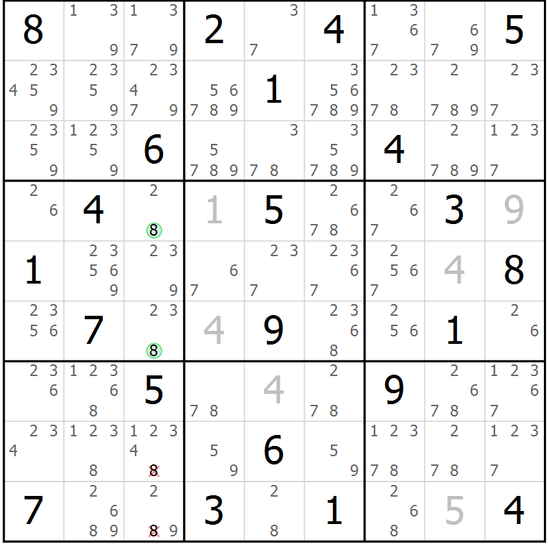 Position des candidats pour la solution de la Gr 12 page 15 du magazine de sudoku Virtuose n° 117