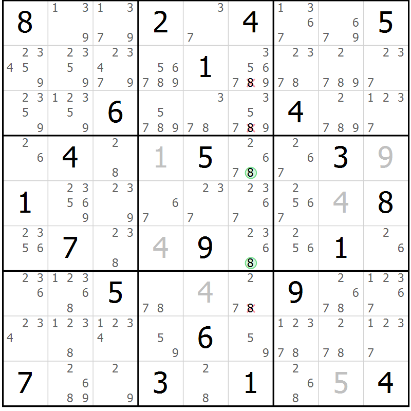 Position des candidats pour la solution de la Gr 12 page 15 du magazine de sudoku Virtuose n° 117