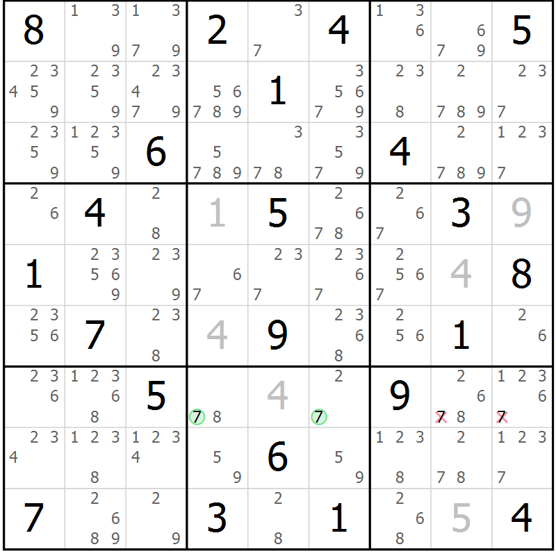Position des candidats pour la solution de la Gr 12 page 15 du magazine de sudoku Virtuose n° 117