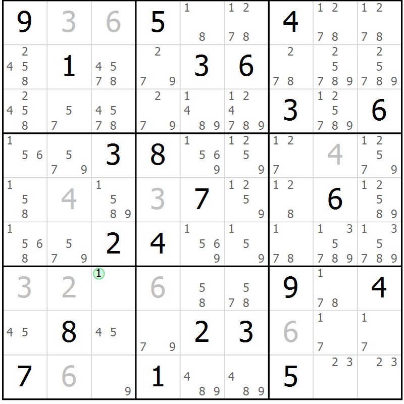 Position des candidats pour la solution de la Gr 13 page 16 du magazine de sudoku Virtuose n° 117