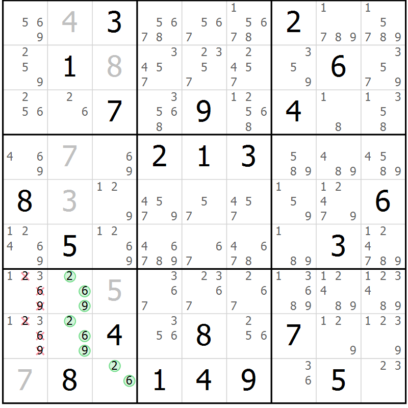 Position des candidats pour la solution de la Gr 14 page 17 du magazine de sudoku Virtuose n° 117