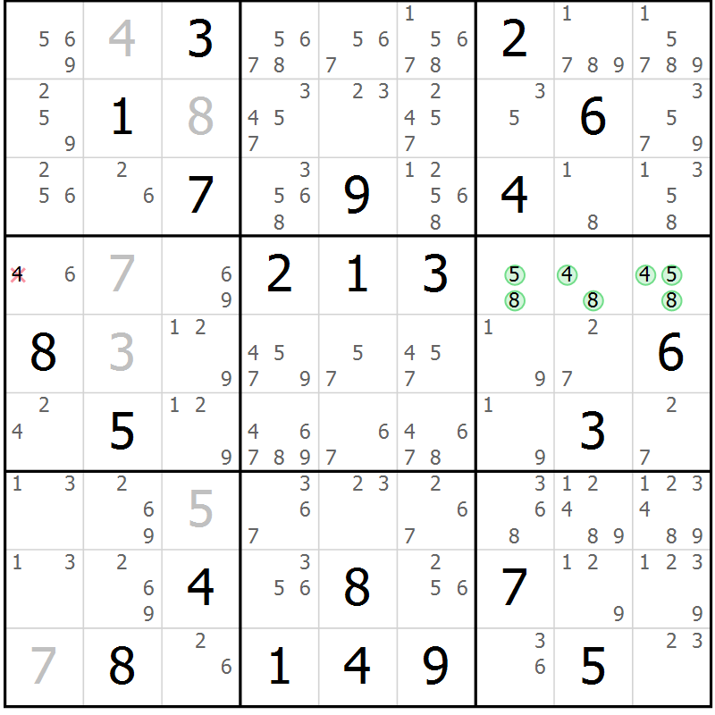 Position des candidats pour la solution de la Gr 14 page 17 du magazine de sudoku Virtuose n° 117