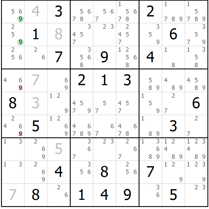 Position des candidats pour la solution de la Gr 14 page 17 du magazine de sudoku Virtuose n° 117