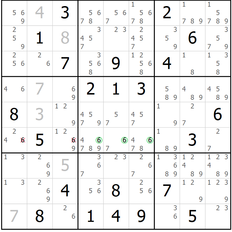 Position des candidats pour la solution de la Gr 14 page 17 du magazine de sudoku Virtuose n° 117