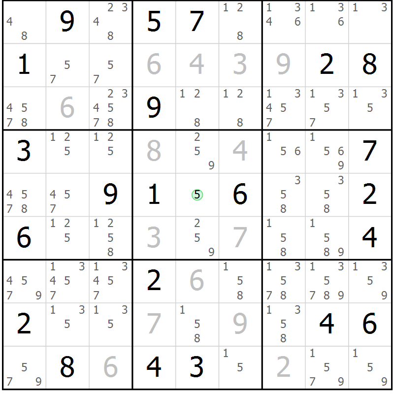 Position des candidats pour la solution de la Gr 15 page 18 du magazine de sudoku Virtuose n° 117