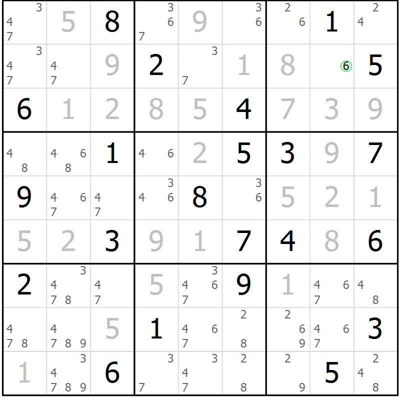 Position des candidats pour la solution de la Gr 17 page 20 du magazine de sudoku Virtuose n° 117