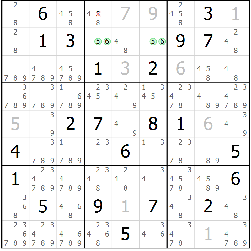 Position des candidats pour la solution de la Gr 19 page 22 du magazine de sudoku Virtuose n° 117