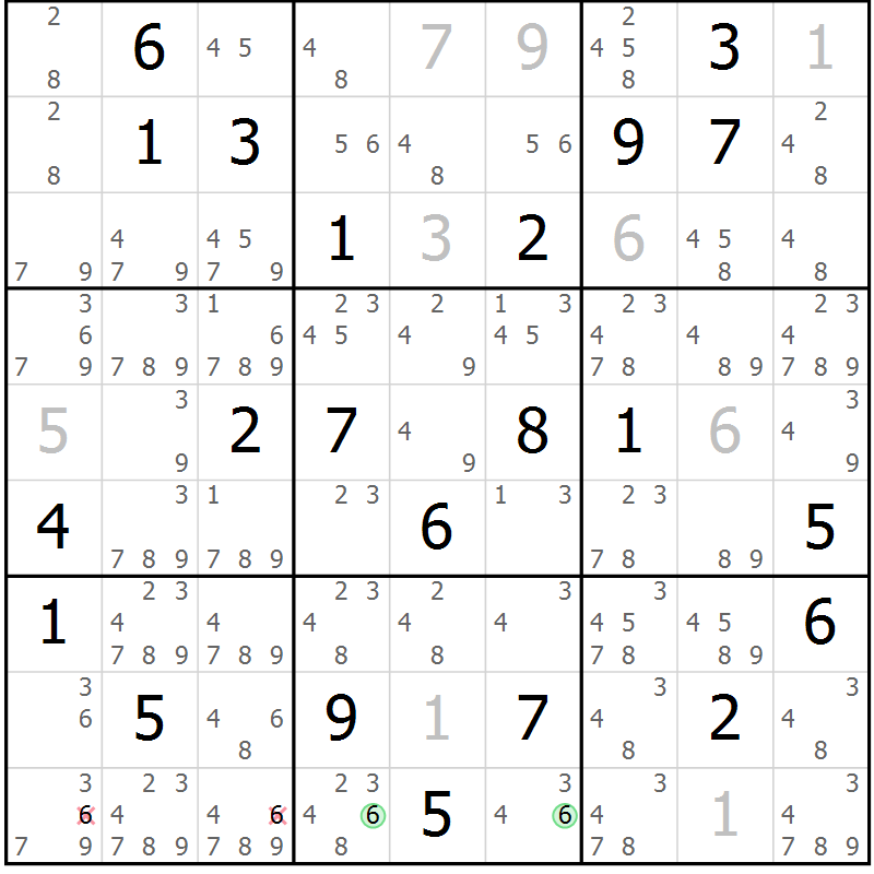 Position des candidats pour la solution de la Gr 19 page 22 du magazine de sudoku Virtuose n° 117