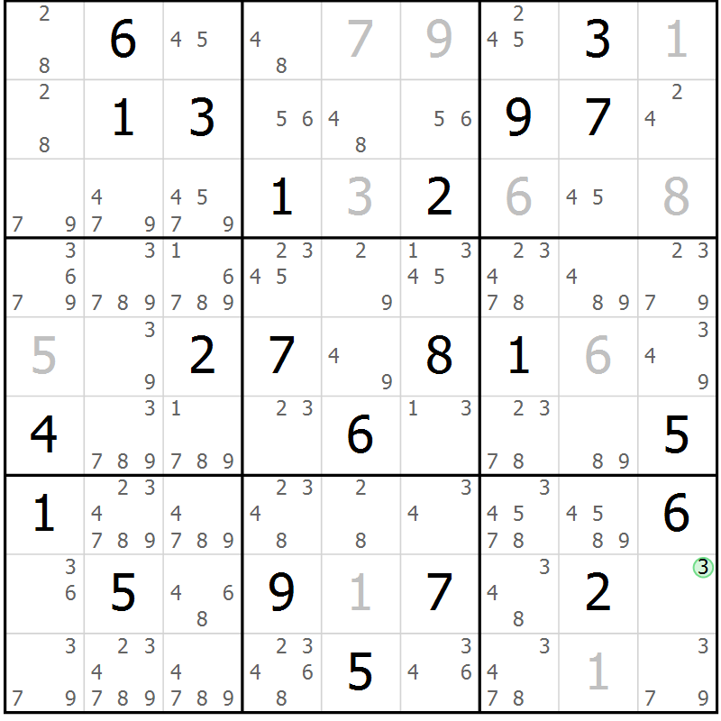 Position des candidats pour la solution de la Gr 19 page 22 du magazine de sudoku Virtuose n° 117