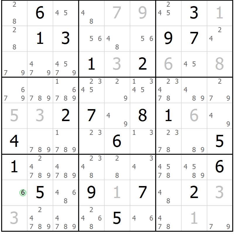 Position des candidats pour la solution de la Gr 19 page 22 du magazine de sudoku Virtuose n° 117