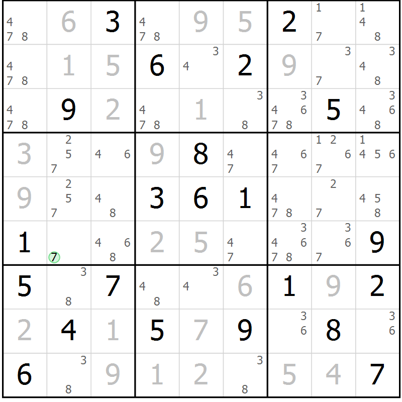 Position des candidats pour la solution de la Gr 2 page 5 du magazine de sudoku Virtuose n° 117