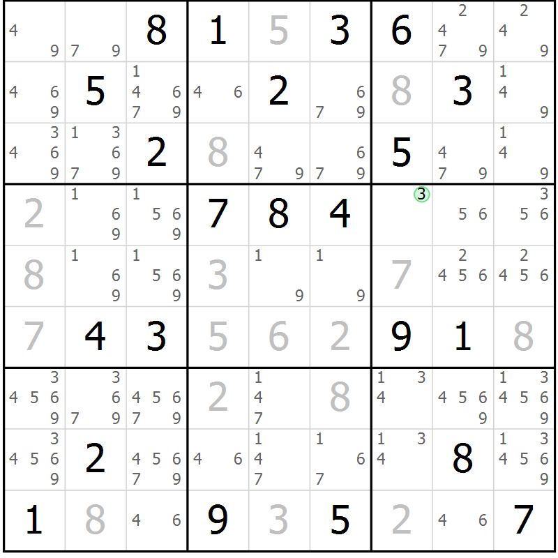 Position des candidats pour la solution de la Gr 21 page 24 du magazine de sudoku Virtuose n° 117