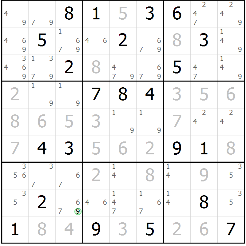 Position des candidats pour la solution de la Gr 21 page 24 du magazine de sudoku Virtuose n° 117