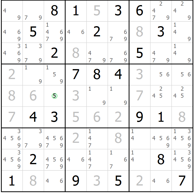 Position des candidats pour la solution de la Gr 21 page 24 du magazine de sudoku Virtuose n° 117