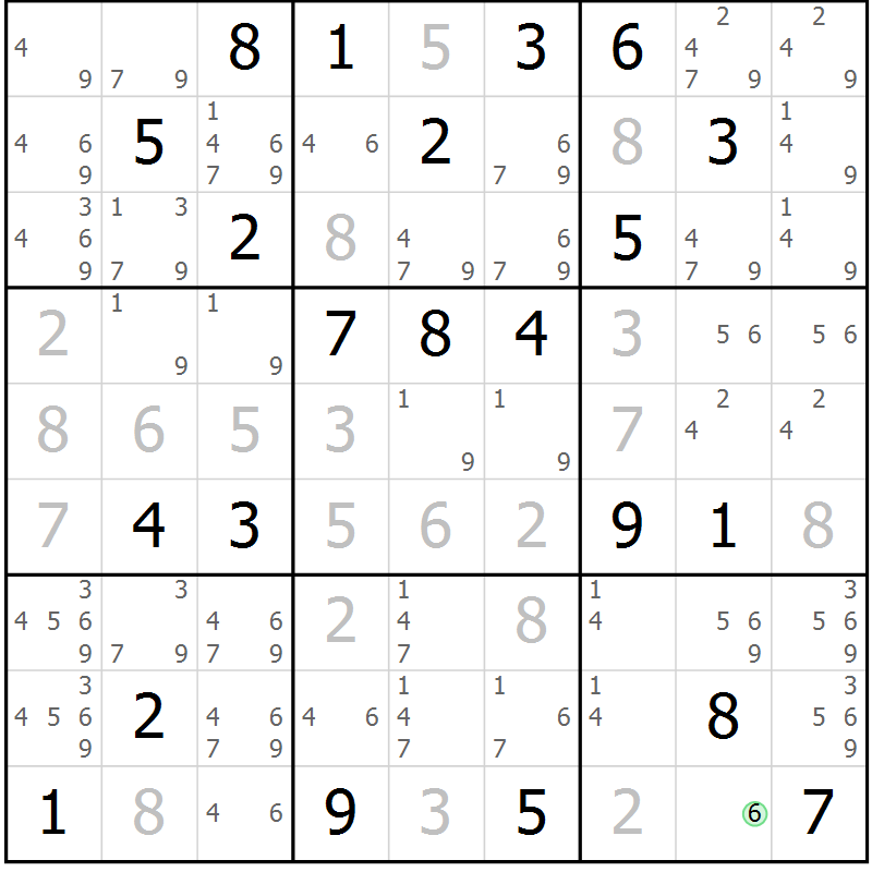 Position des candidats pour la solution de la Gr 21 page 24 du magazine de sudoku Virtuose n° 117