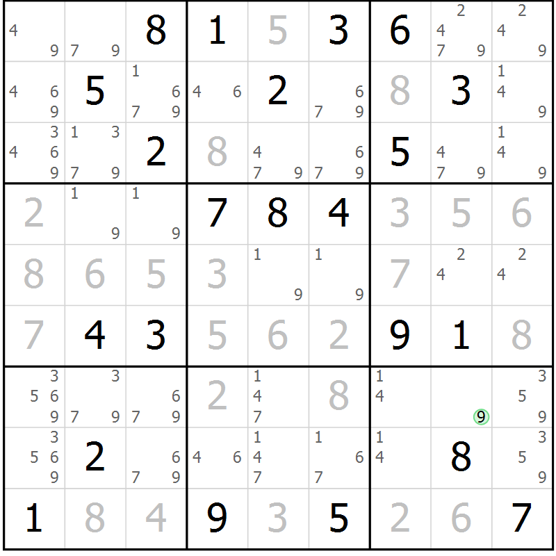 Position des candidats pour la solution de la Gr 21 page 24 du magazine de sudoku Virtuose n° 117