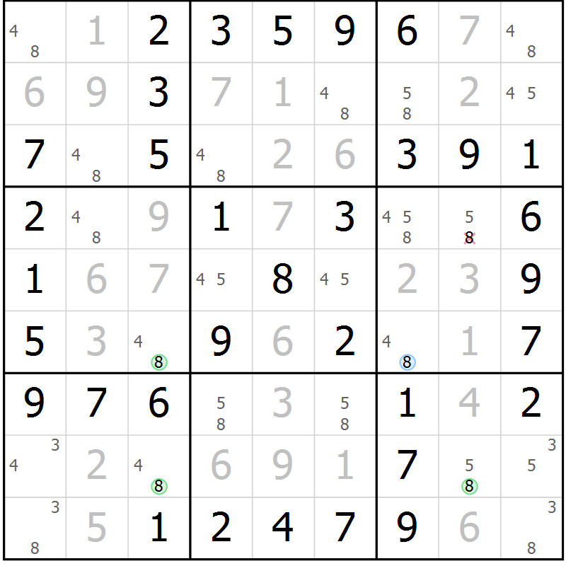 Position des candidats pour la solution de la Gr 24 page 27 du magazine de sudoku Virtuose n° 117