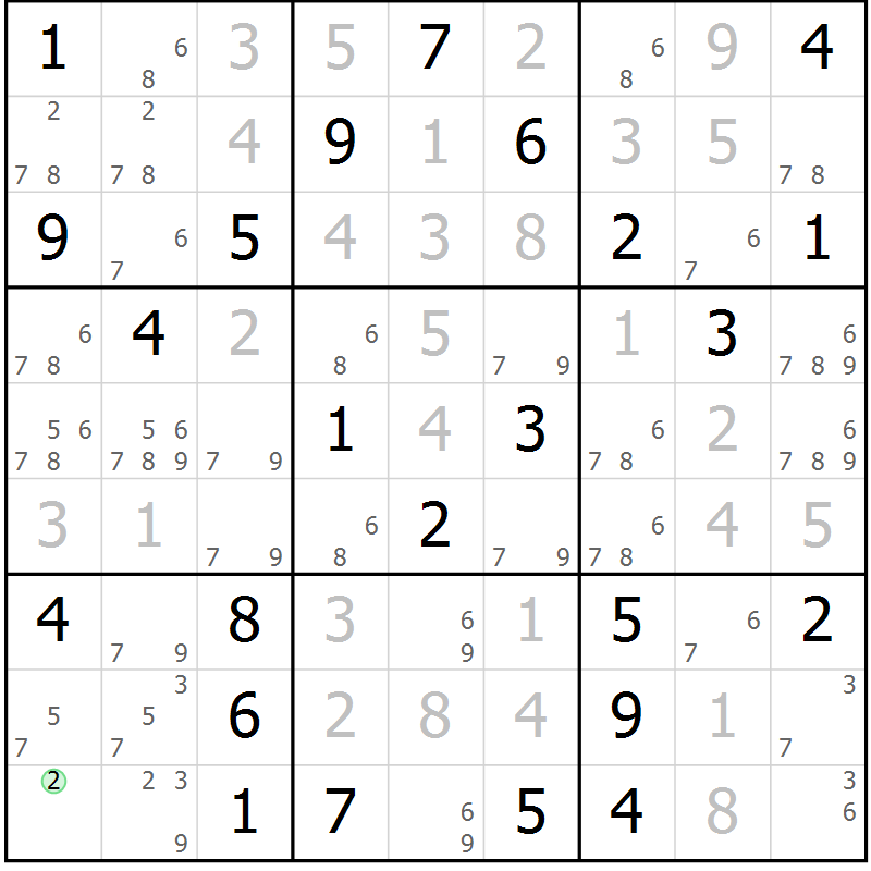 Position des candidats pour la solution de la Gr 26 page 29 du magazine de sudoku Virtuose n° 117