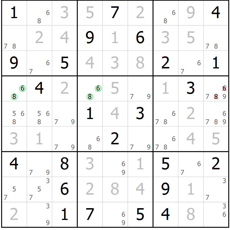 Position des candidats pour la solution de la Gr 26 page 29 du magazine de sudoku Virtuose n° 117