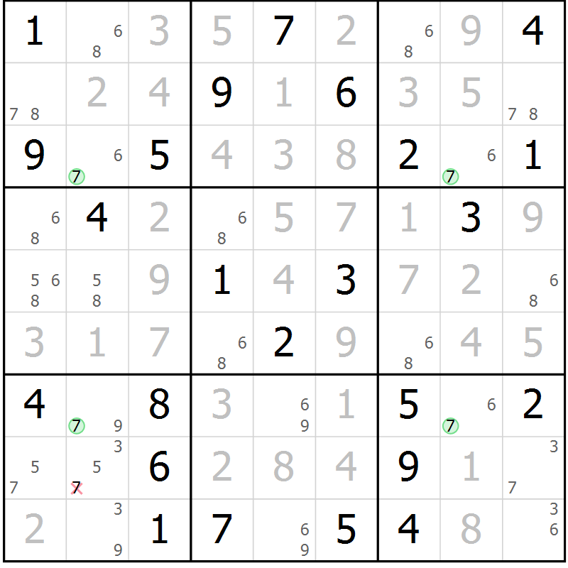 Position des candidats pour la solution de la Gr 26 page 29 du magazine de sudoku Virtuose n° 117