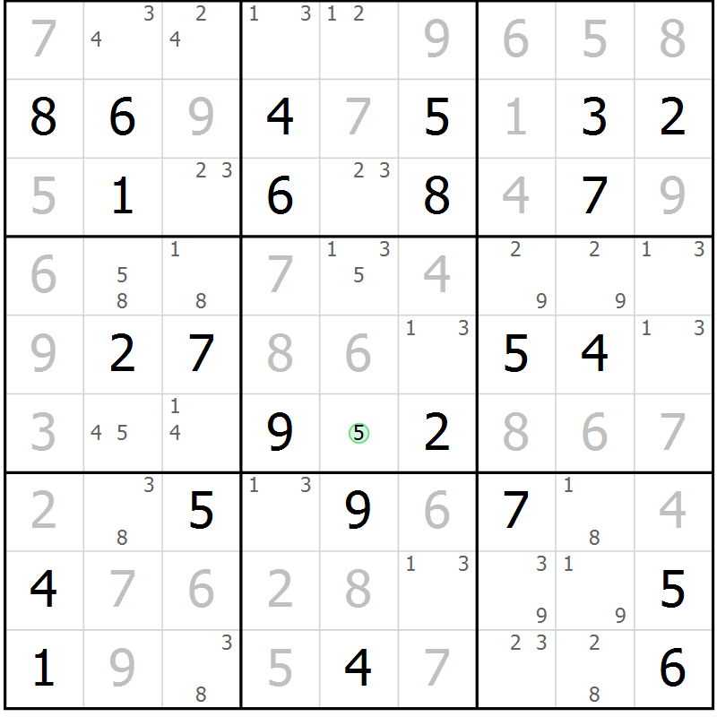 Position des candidats pour la solution de la Gr 27 page 30 du magazine de sudoku Virtuose n° 117